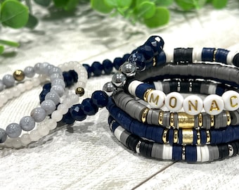 School Spirit, Custom Heishi Bead Bracelets Personalized, Back To School Teacher Gift, Name Bracelet Beads, Boho Jewelry For Teens,