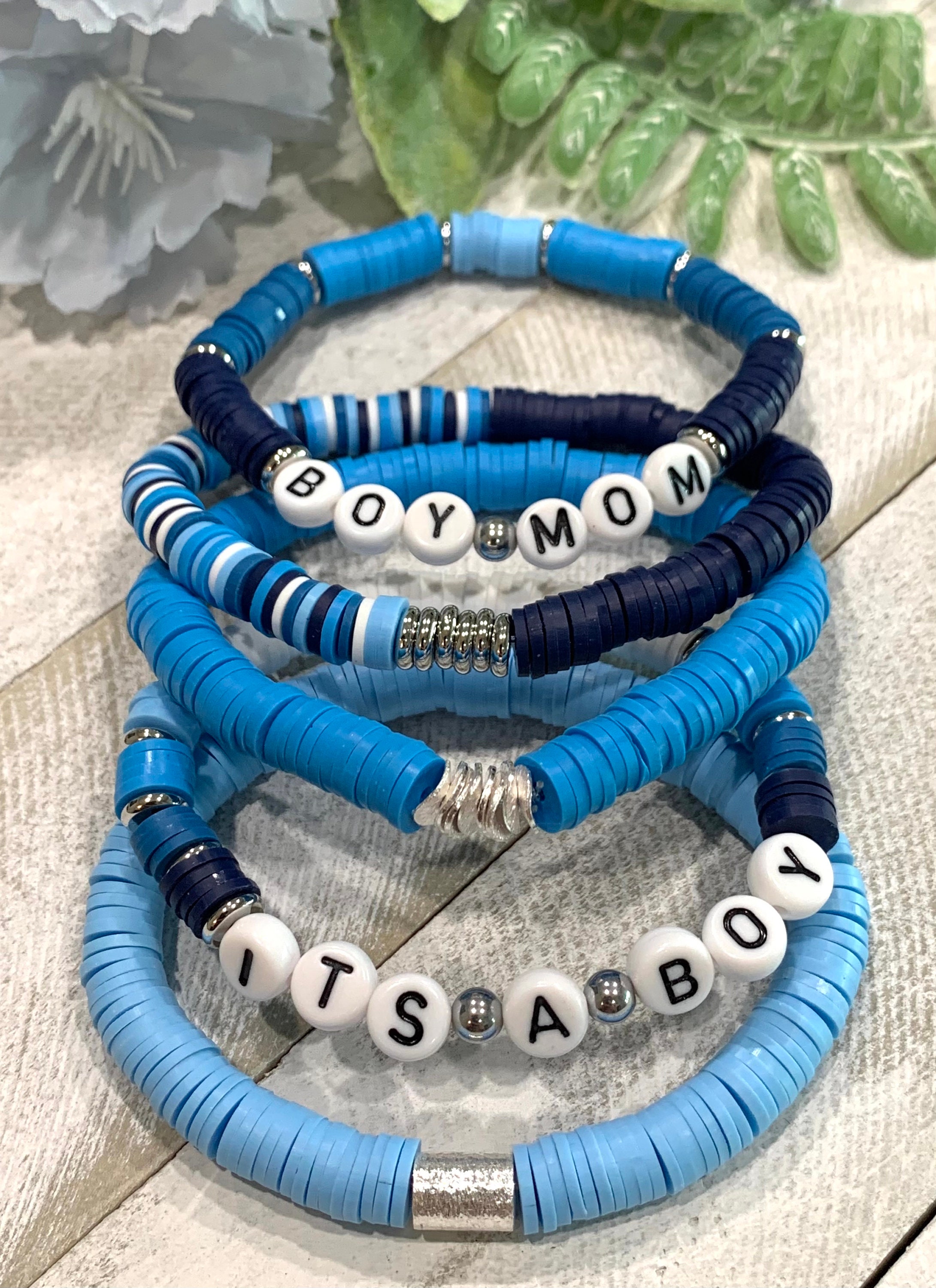 Boy Mom Gift Set Bracelets Heishi Bead Bracelet Stack Custom | Etsy
