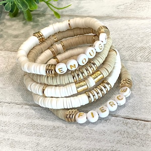 Personalized Heishi Bead Bracelet: Custom Name Friendship Bracelet