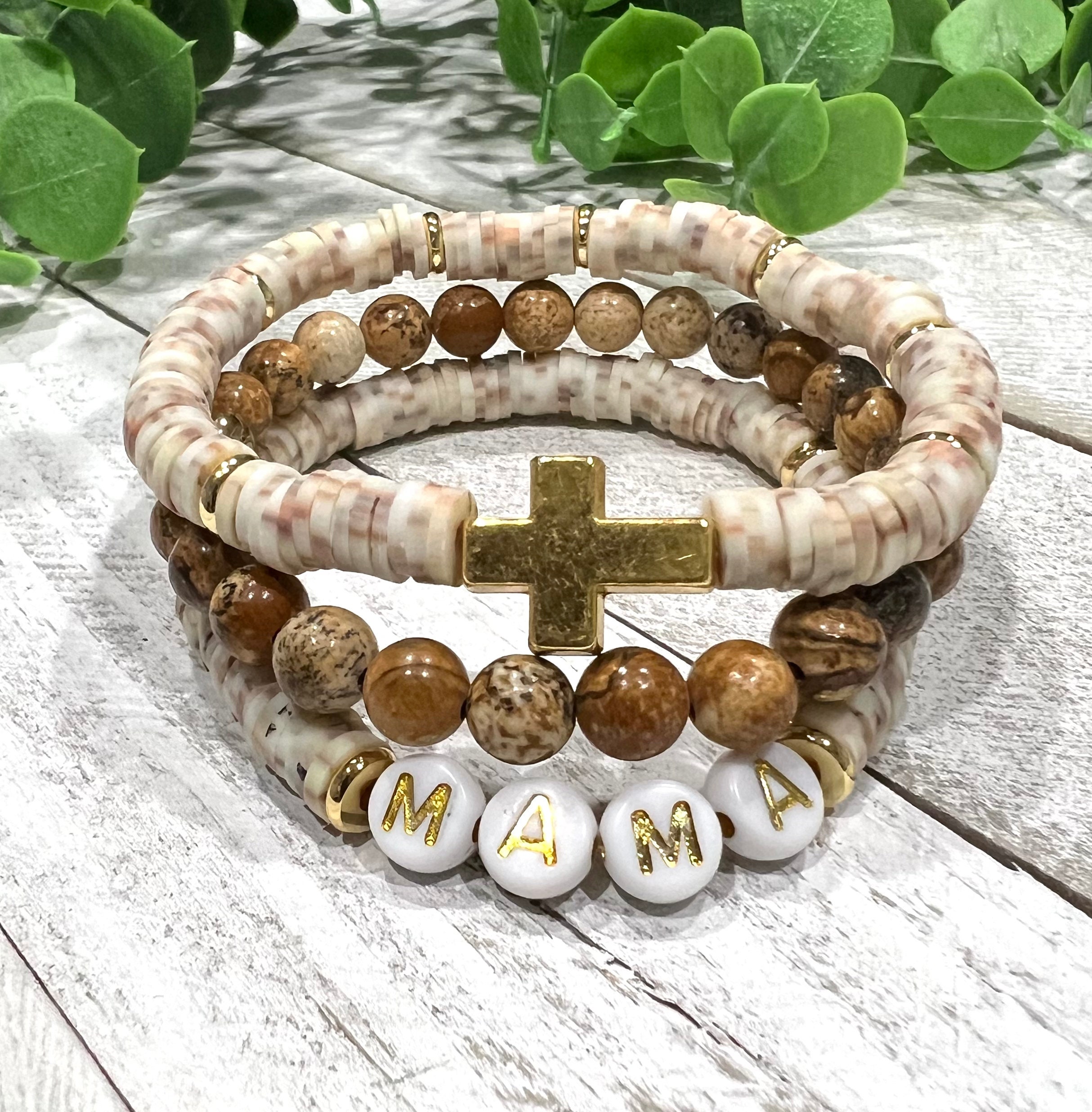 Cross Beaded Bracelet, Personalized Name Bracelet, Faith Jewerly, Stackable Bead Bracelets, Mom Bracelet, Beaded Bracelet, Girls Trip Gifts