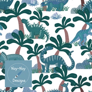 Seamless Fabric Design Dinosaurs