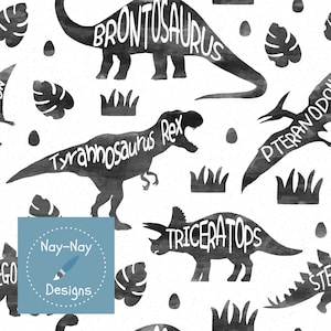 Seamless Fabric Design Dinosaurs