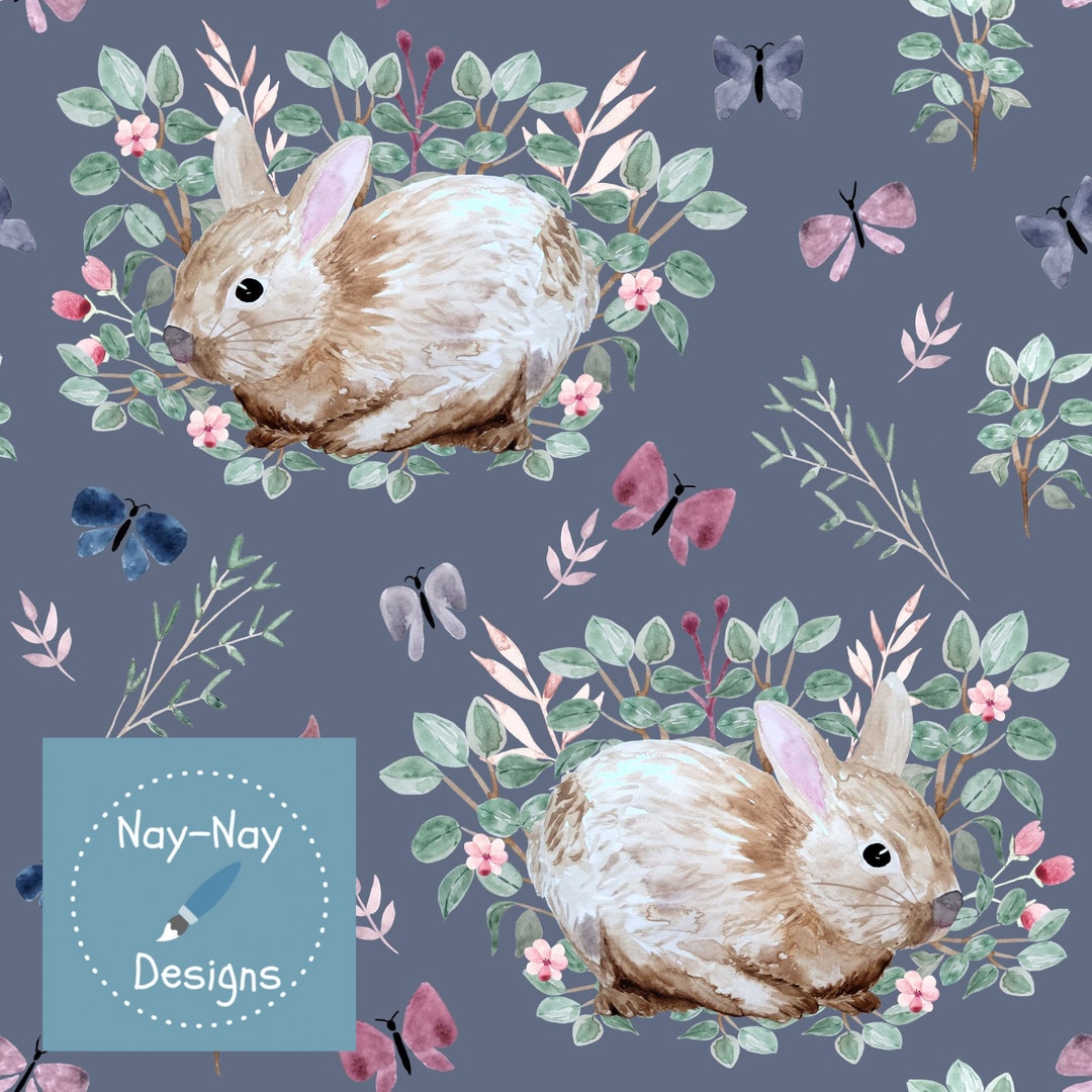 Seamless Fabric Design Bunny Rabbits - Etsy
