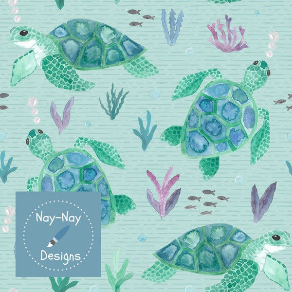 Seamless Fabric Design Turtles