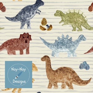 Seamless Fabric Design Dinosaurs