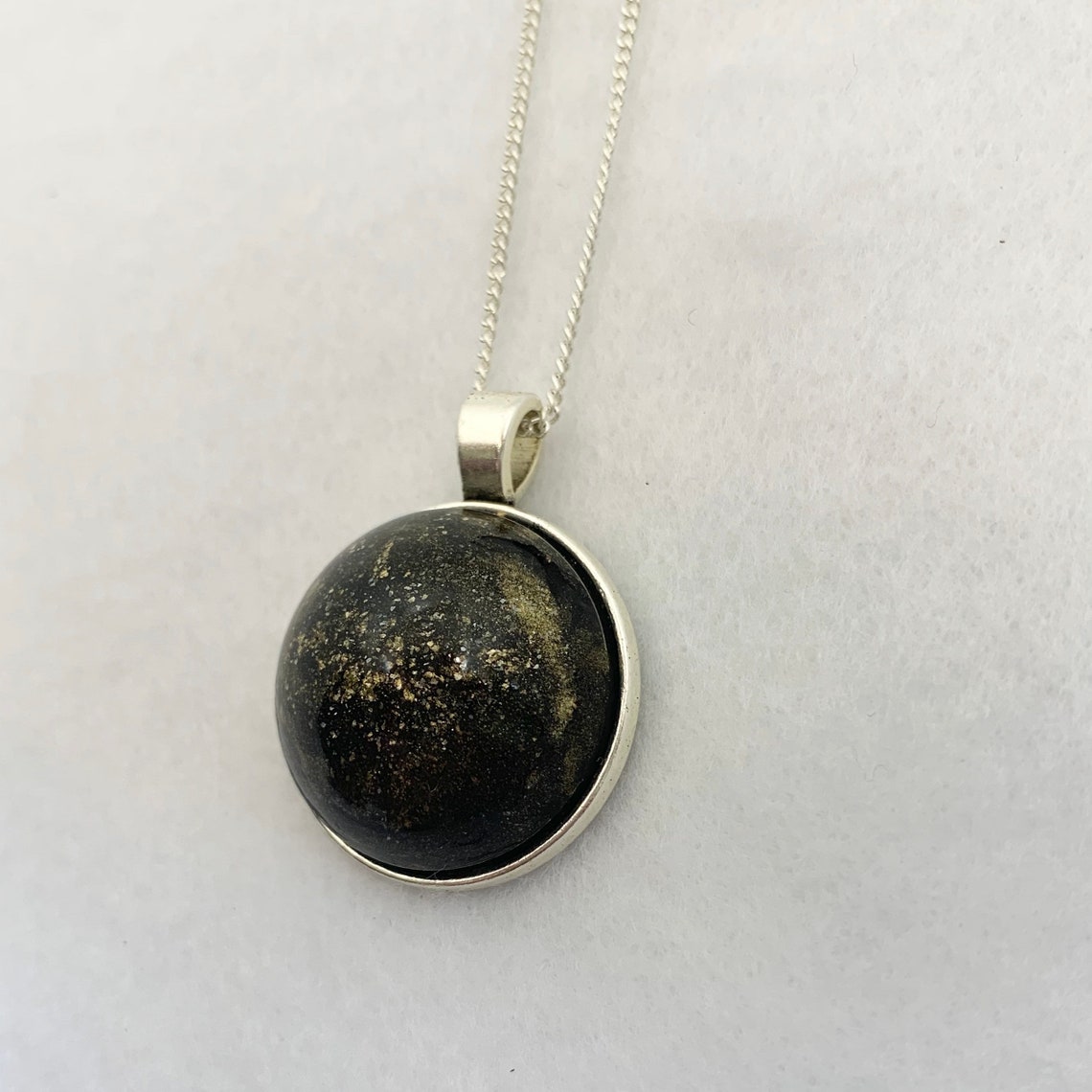 Black and Gold Pendant With Necklace Etsy