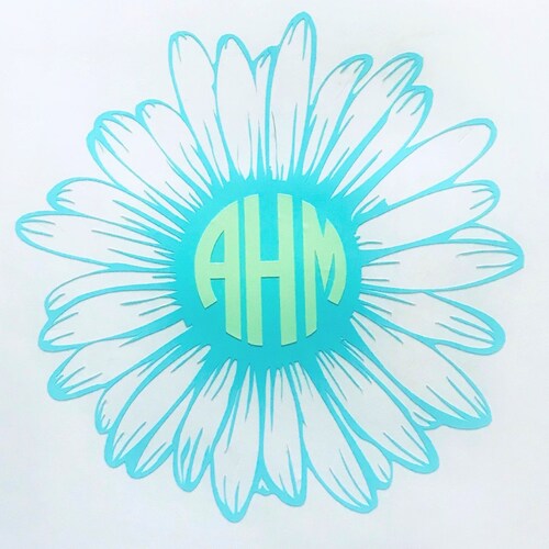 Flower Monogram Decal Sticker Floral Monogram Decal Flower Etsy