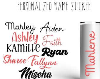 Personalized Name Sticker - Custom Name Decal - Vinyl Decals for Tumbler Cup Water Bottles Car Windows Doors Walls - Kid Name Daycare Labels