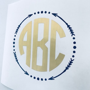 Monogram Decal Sticker For Hydro Flask Tumbler Water Bottle Laptop Wall Cold Cup Decal