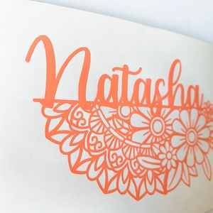Personalized Floral Name Decal Sticker For Water Bottles, Tumbler Cups, Laptop, Car, Yeti, Hydro Flask, Kids,