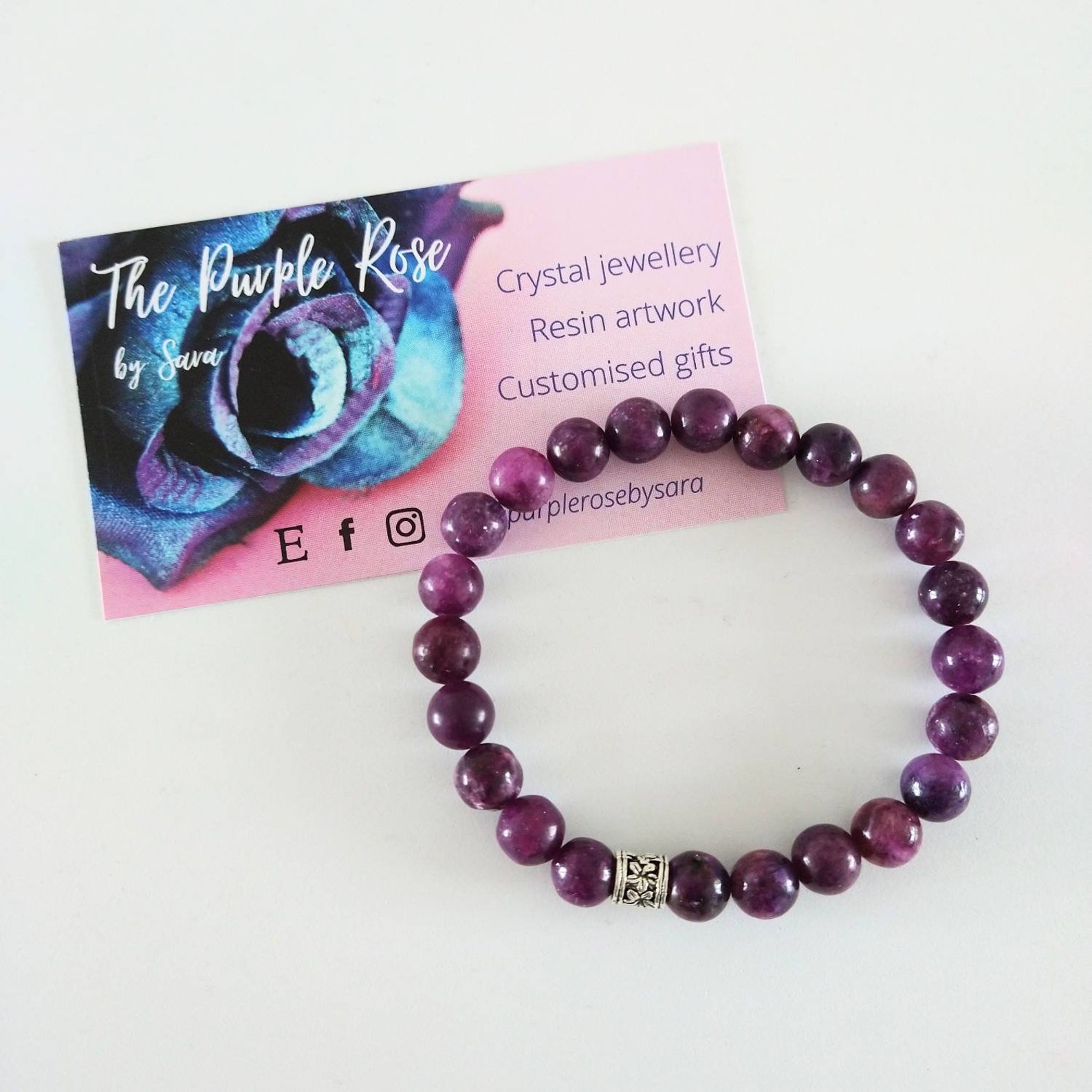 Lepidolite bracelet crystal healing gemstone 8mm Hand made Etsy