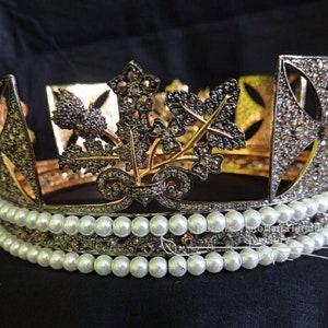 Victorian  diamond George IV State Diadem  in  925 sterling silver, women’s jewelry