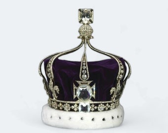 Vintage  CZ Zircon brass  Queen Mary's coronation crown