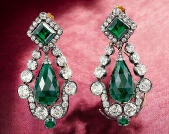 The French imperial emerald drop earring , giftfor her