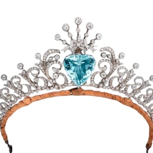 925 sterling silver cz Zircon heart shape aquamarine tiara gift for her