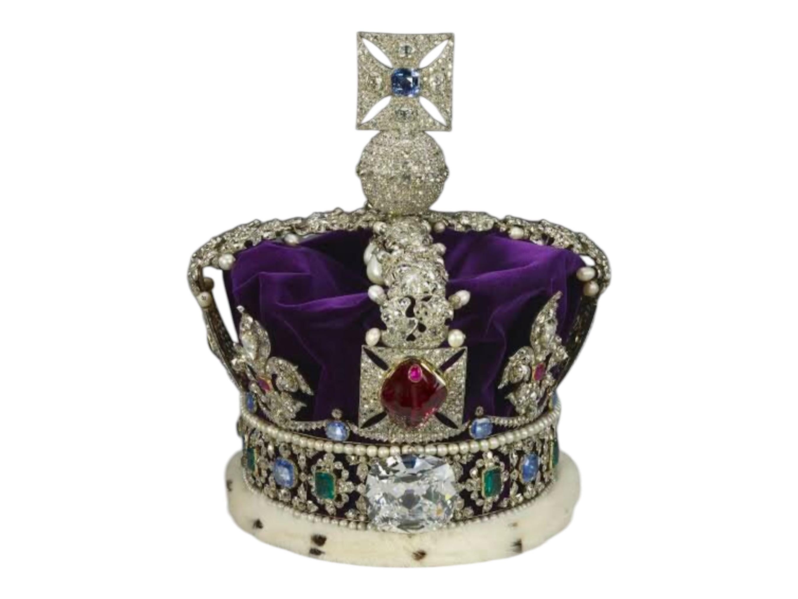 Imperial state crown of British Royal Family Replica in brass cubic zircon, Gemstone