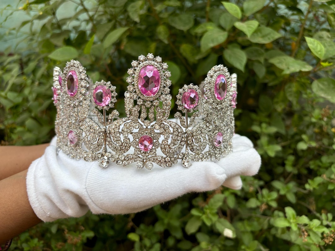 Wurttemberg Tiara Replica Pink Topaz CZ Diamond 925 Sterling