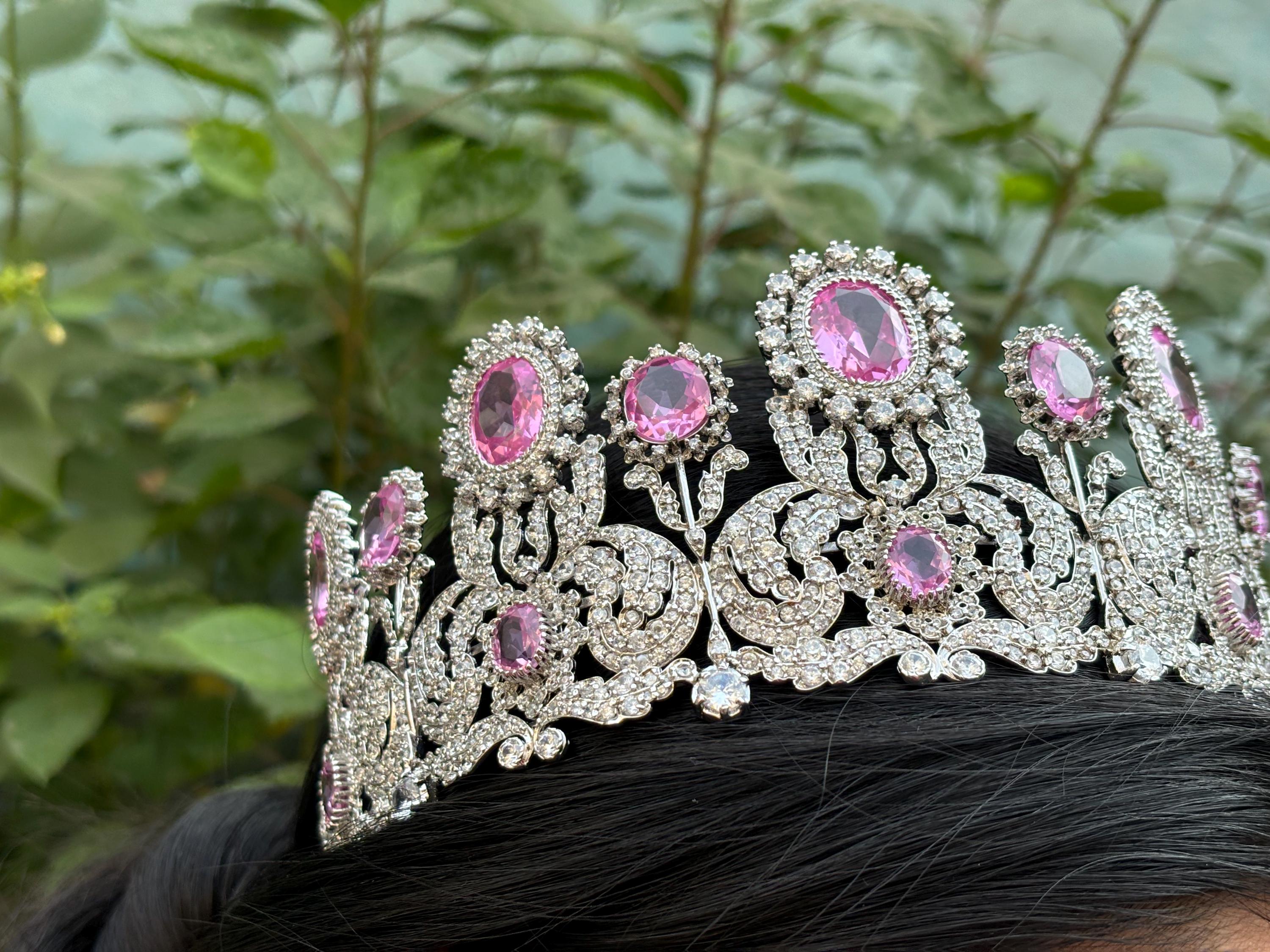 The Wurttemberg Pink Topaz and Diamond Tiara Replica in 925