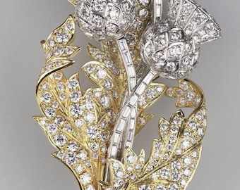 Queen Elizabeth’s Scottish Thistle Brooch replica, 925 sterling silver and cubic zirconia
