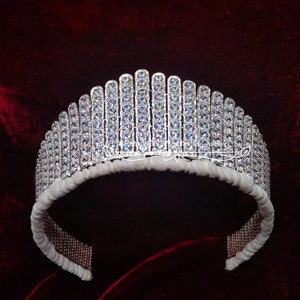 Vintage Inspired 925 sterling silver CZ Queen Alexandra's Fringe tiara white gold plated over silver tiara image 8