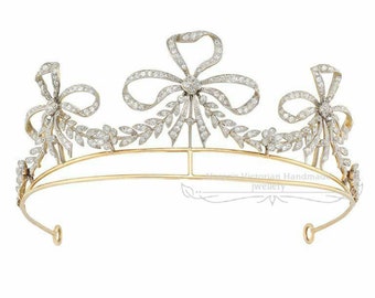 Art Deco 925 silver lover knot bridal tiara/ bow tiara crown / wedding hedpiece/ Engagement hairband/ anniversary gift