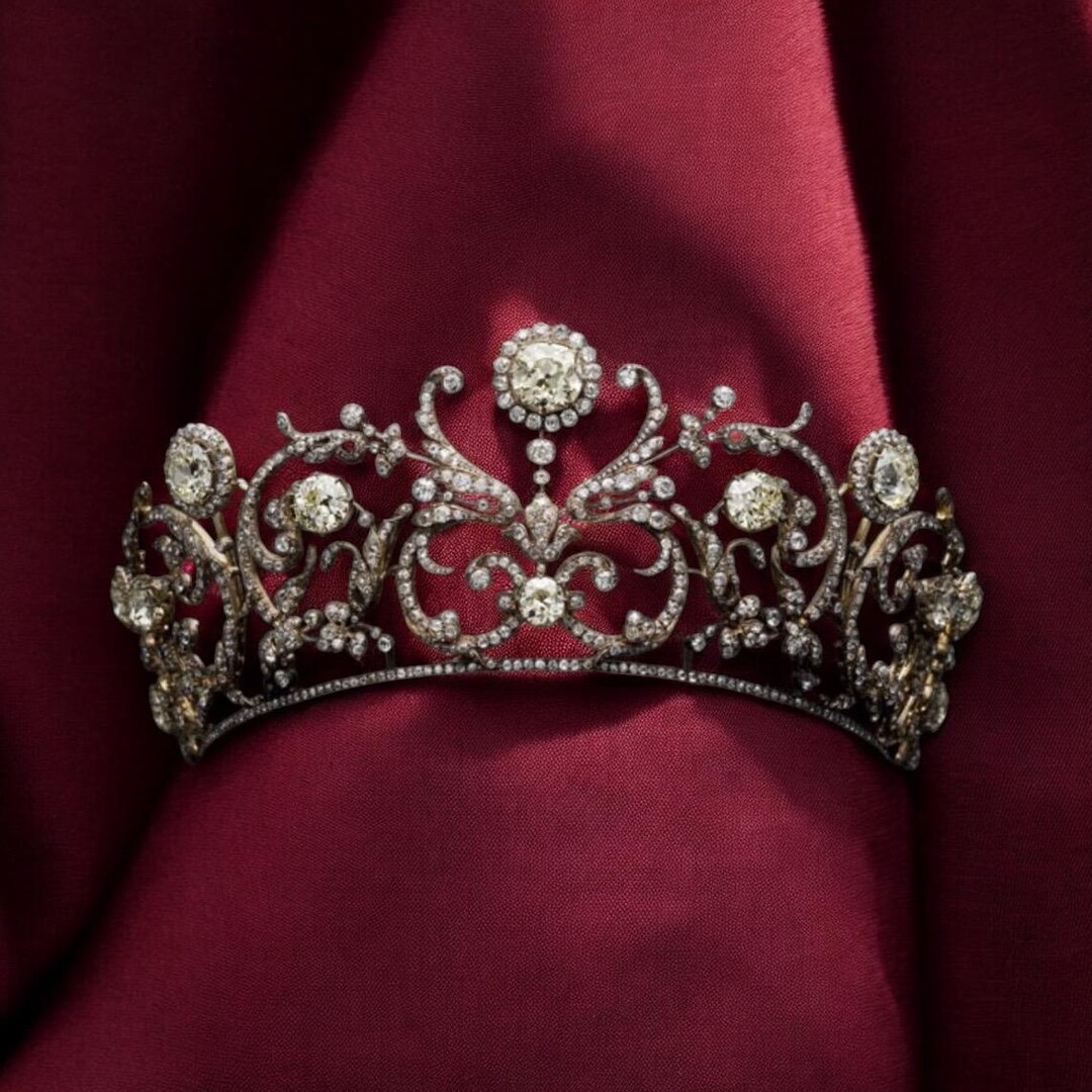 Princess Olga of Hanover Shamrock Tiara, Vintage 925 Sterling