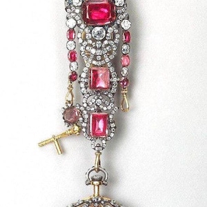 Antique vintage brooch in 925 sterling and ruby, Gift for her , wedding brooch