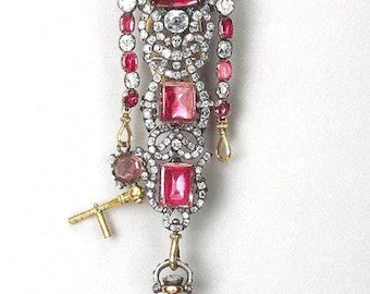 Antique vintage brooch in 925 sterling and ruby, Gift for her , wedding brooch