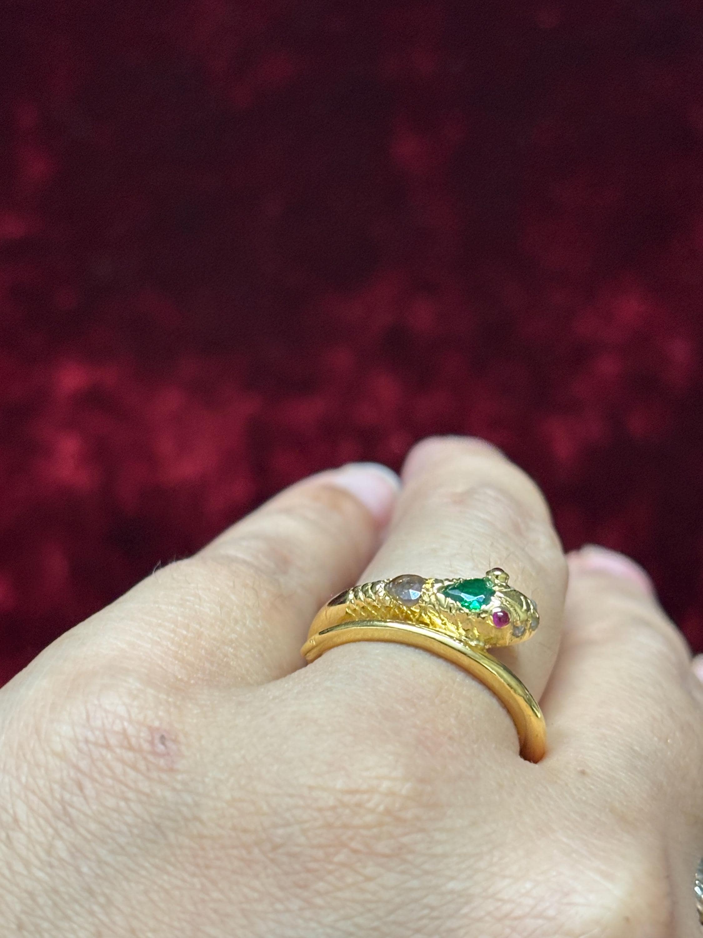 Victorian 0.23 CTW Rose Cut Diamond Emerald Ruby 9k Yellow