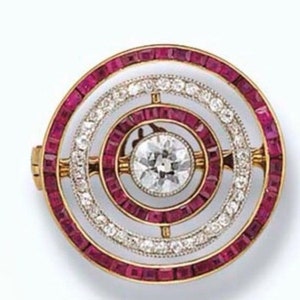 Vintage geïnspireerde 925 sterlingzilveren cz-zirkoon Ruby Queen Trouw's Hat-broche voor dames