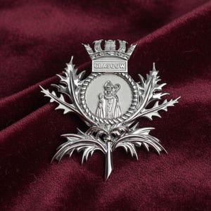 Prinsessan av Wales HMS Glasgow broschreplika – Sterlingsilver Royal Navy vapenmärke, Vintage kunglig gåva, skotsk tistelnål, Kate Middle