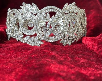 Famous Hollywood necklace replica, Angelina Jolie diamond choker necklace in 925 sterling silver and cubic zirconia