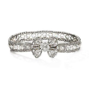 Collar de plata de ley con lazo de diamantes Sim de Catalina la Grande de estilo eduardiano, joyería hecha a mano, joyería nupcial en oro blanco