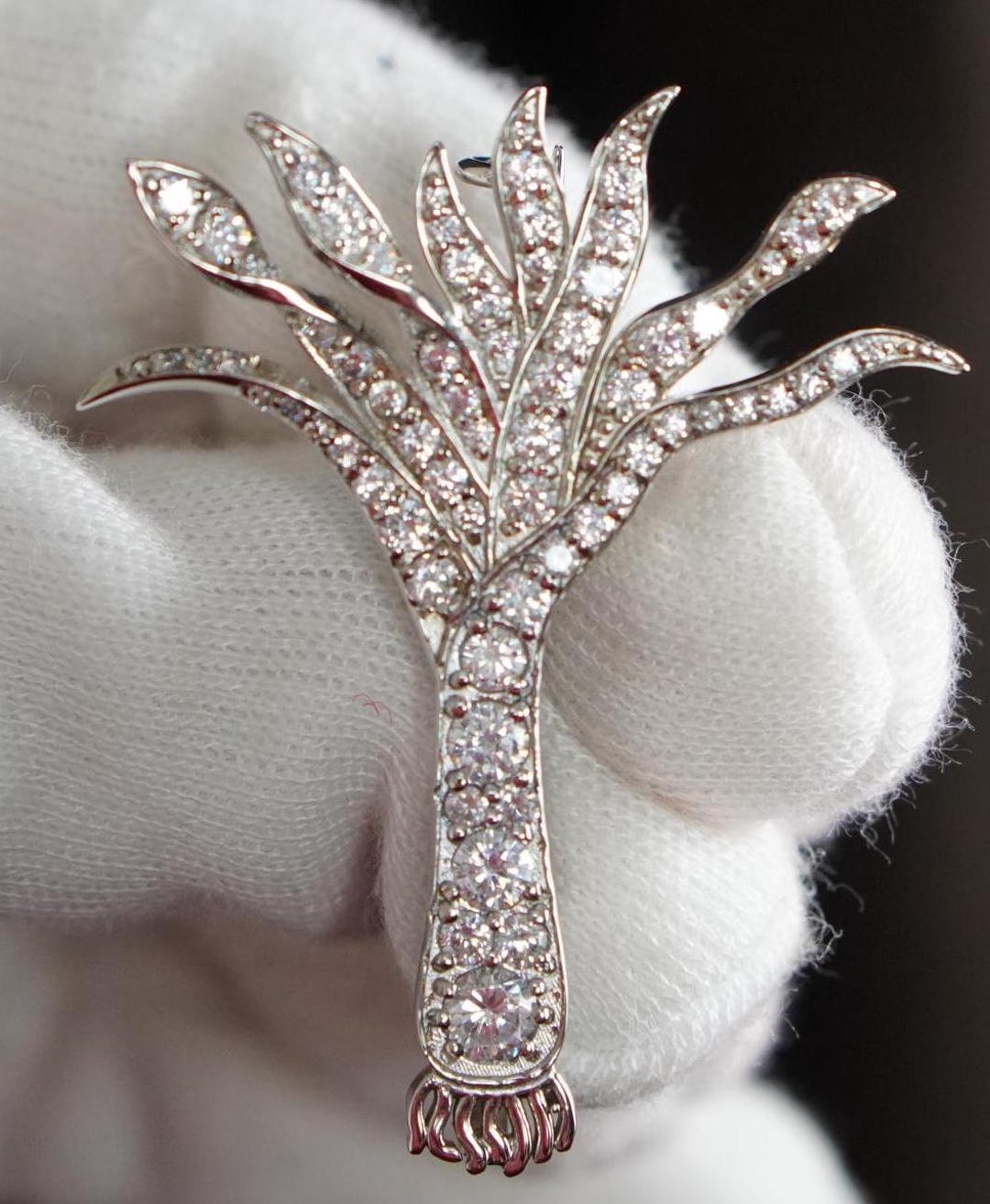 Art Deco Leaf Brooch, 925 Sterling Silver, Princess of Wales