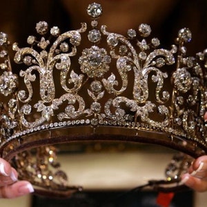 Poltimore tiara Replica , Royal tiara princess Margaret&#39;s wedding tiara/ 925 silver/cubic zircon
