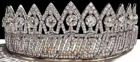 Queen Mathilde Tiara, Art Deco Style, Sterling Silver CZ