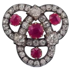 The Grand Duchess Valdimir Ruby brooch in 925 sterling silver and cubic zirconia,gift for her