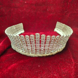 Vintage Inspired 925 sterling silver CZ Queen Alexandra's Fringe tiara white gold plated over silver tiara image 4