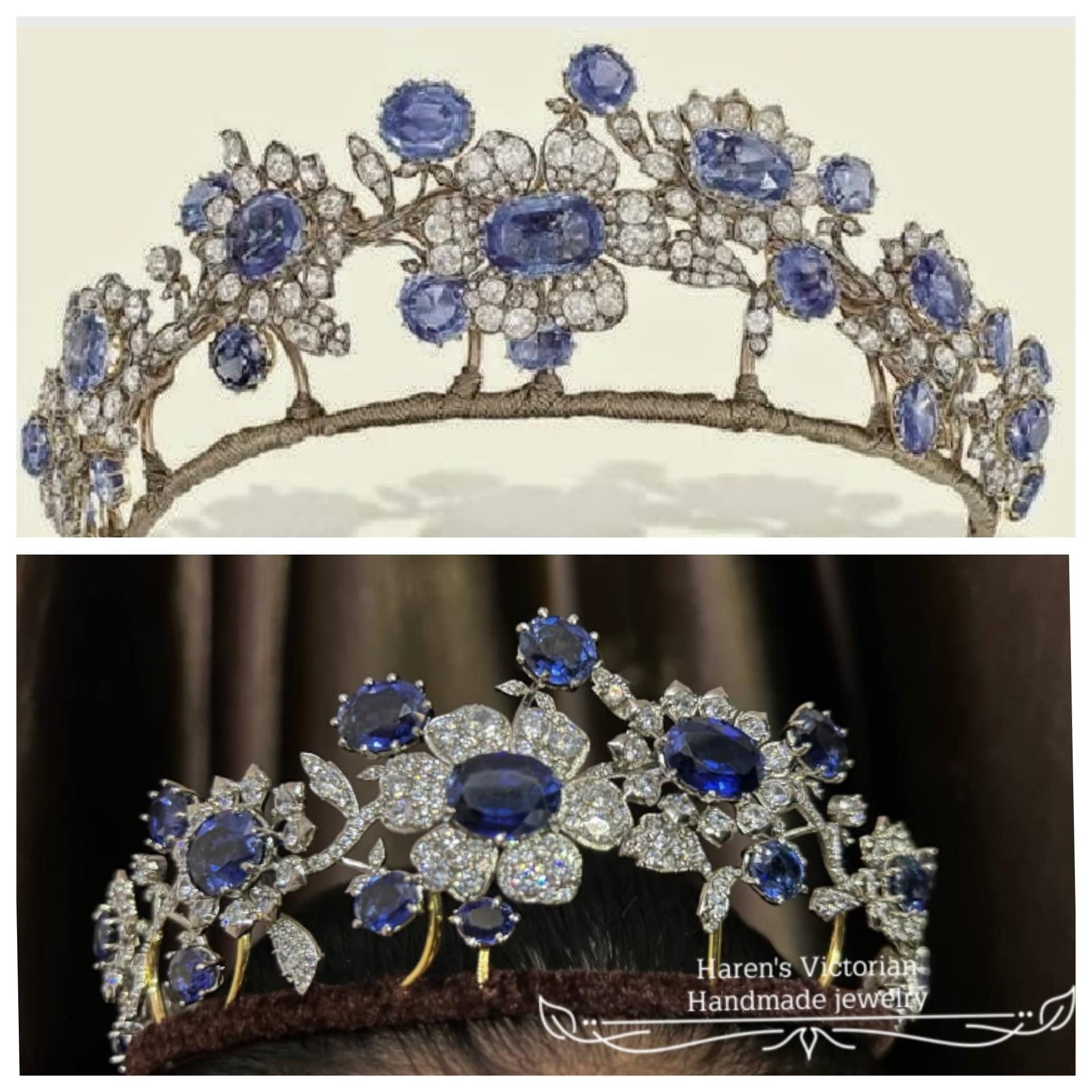 Vintage Barberini Sapphire Floral Parure Replica in 925 Silver Vintage Barberini Sapphire Floral Parure Replica in 925 Silver