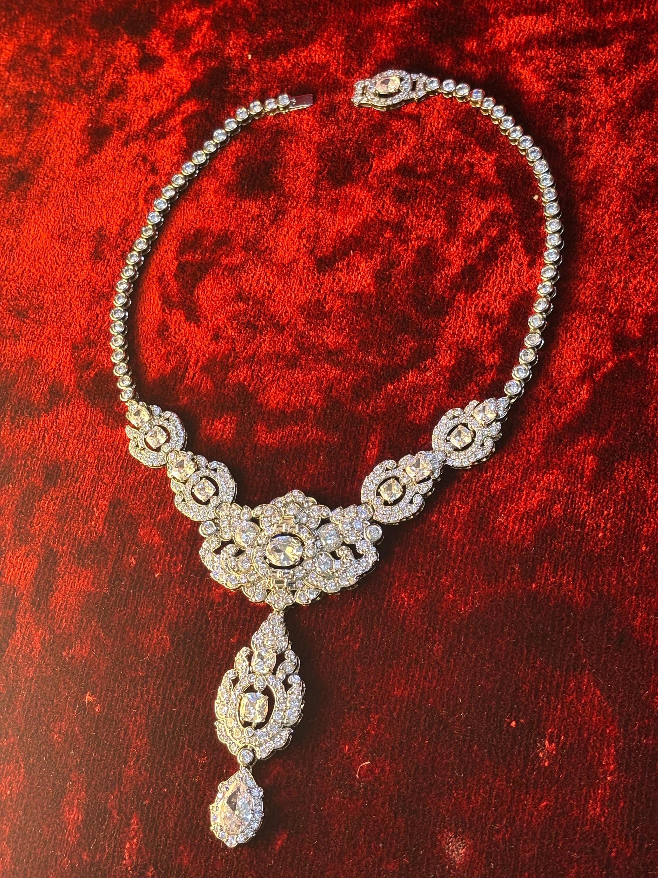 Queen Elizabeth II Nizam Necklace Replica, Art Deco CZ Diamond