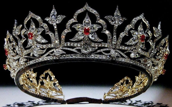 Victorian Era Queen Victoria s the Oriental Circlet Ruby and Diamond Tiara Replica in 925 Sterling Silver Etsy UK