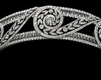 Vintage Reproduction 925 sterling silver cz zircon countess of Galloway's Greek royal tiara,Tiara for her