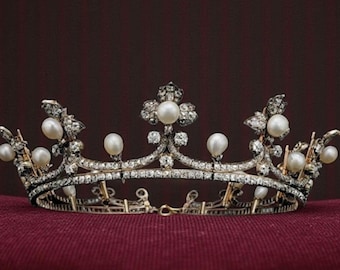 Bridal Pearl Tiara, Silver Rhinestone Crown, Wedding Headband, Birthday Gift s-l400.jpg main image 4