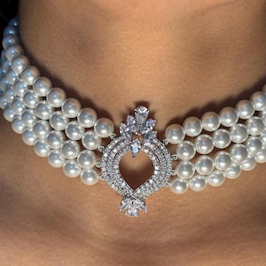 Pearl Choker: Sterling Silver Art Deco Sapphire Necklace