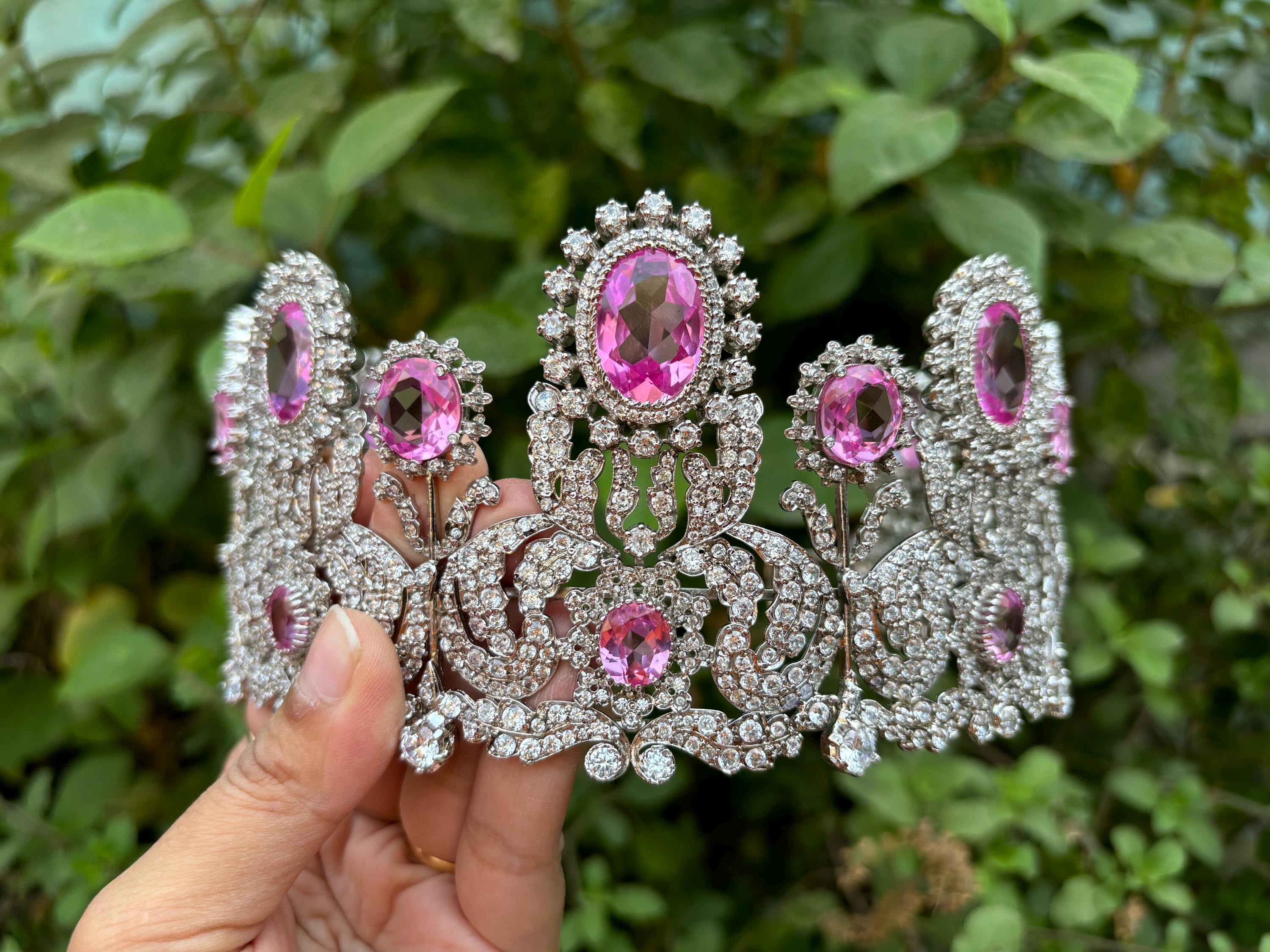 TIARAです The Wurttemberg Pink Topaz and Diamond Tiara Replica in 925