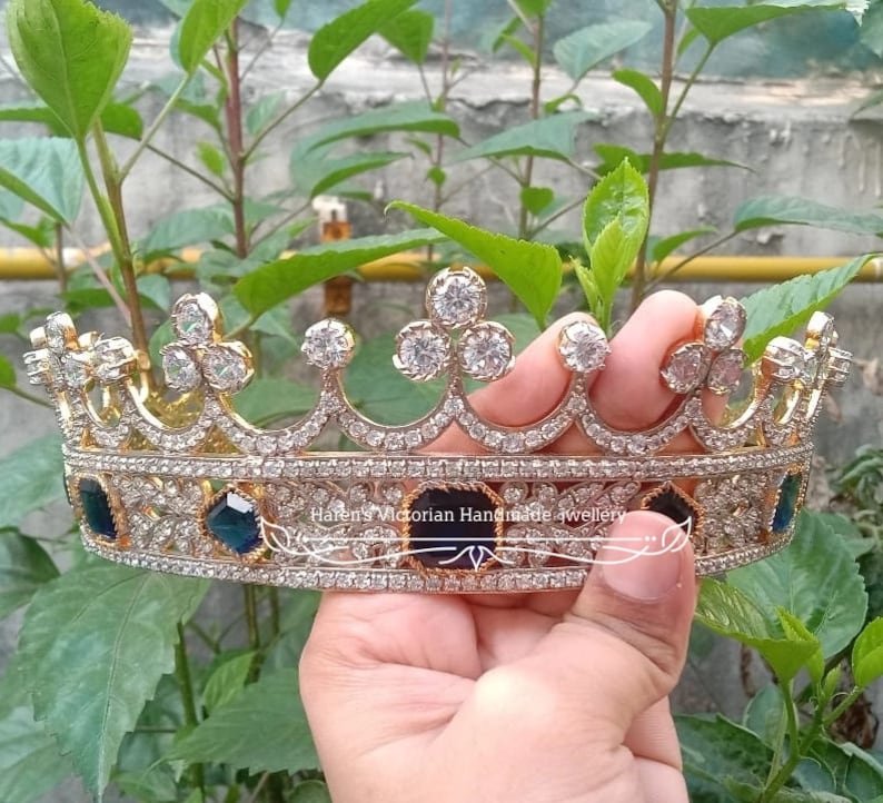 Queen Victoria Sapphire Coronet in Silver and Zircon, Luxury Crown ...