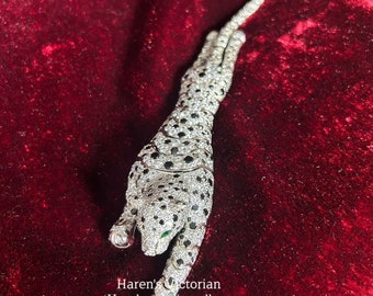 Art Deco Style 925 Sterling Silver CZ Zircon Onxy Body