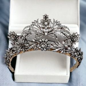 Vintage Victorian Bridal Tiara Crown, 925 silver The Fitzwilliam Tiara, Art Deco Tiara, Royal Wedding Tiara, Medieval Tiara, image 2