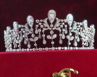 Vasa Tiara Replica, Silver Art Deco Bridal Crown, Swarovski