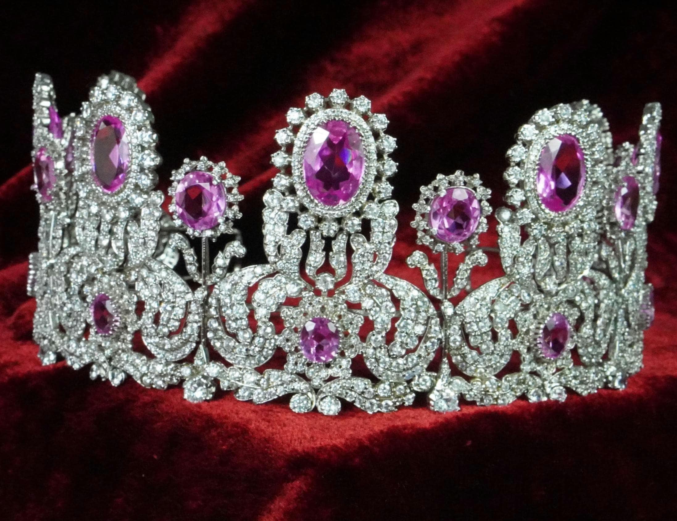 The Wurttemberg Pink Topaz and Diamond Tiara Replica in 925 Sterling Silver, Cubic Zircon - Etsy The Wurttemberg Pink Topaz and Diamond Tiara Replica in 925 Sterling Silver, Cubic Zircon - Etsy